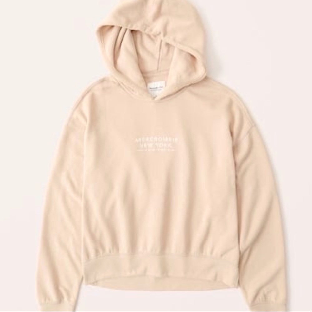 Abercrombie Cream Embroidered Logo Hoodie Size XS Never Worn